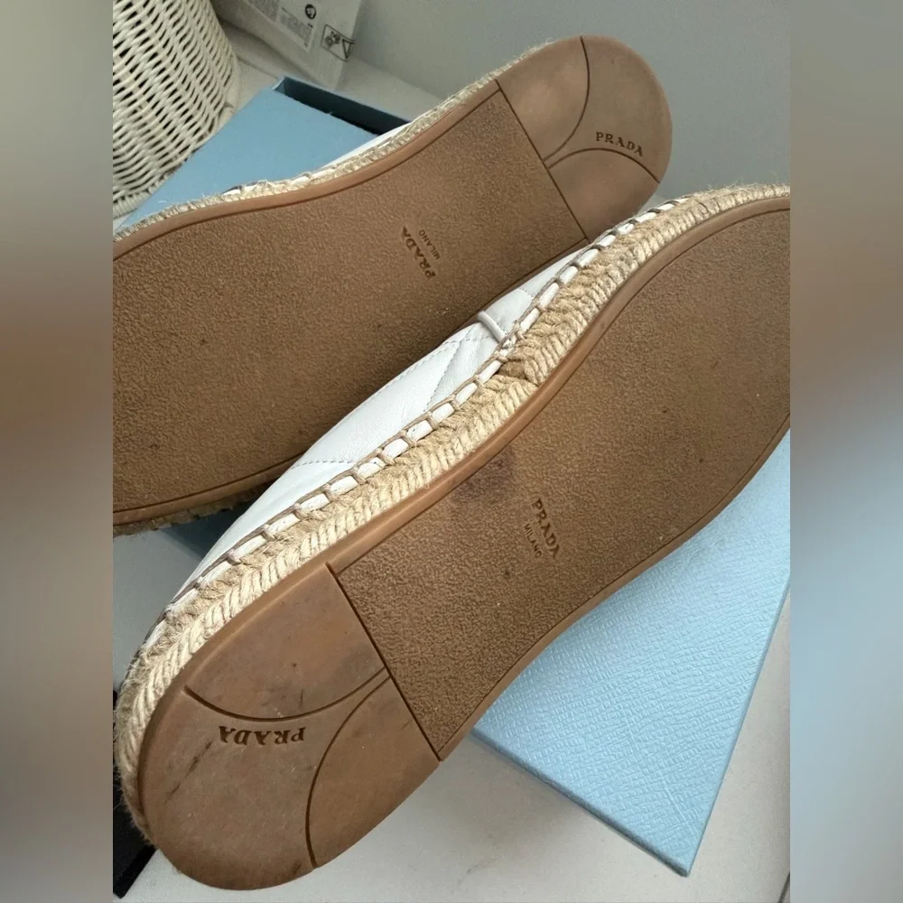 PRADA White Quilted Leather Espadrilles 🤍 - Picture 10 of 16